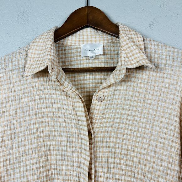 Line & Dot Button Up Shirt Checker Tan Revolve - S - Picture 2 of 5